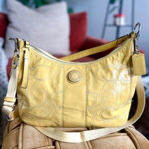Coach Patent Stitched Yellow Leather Shoulder/Crossbody Bag